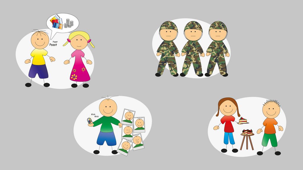 Money, images, war and sharing