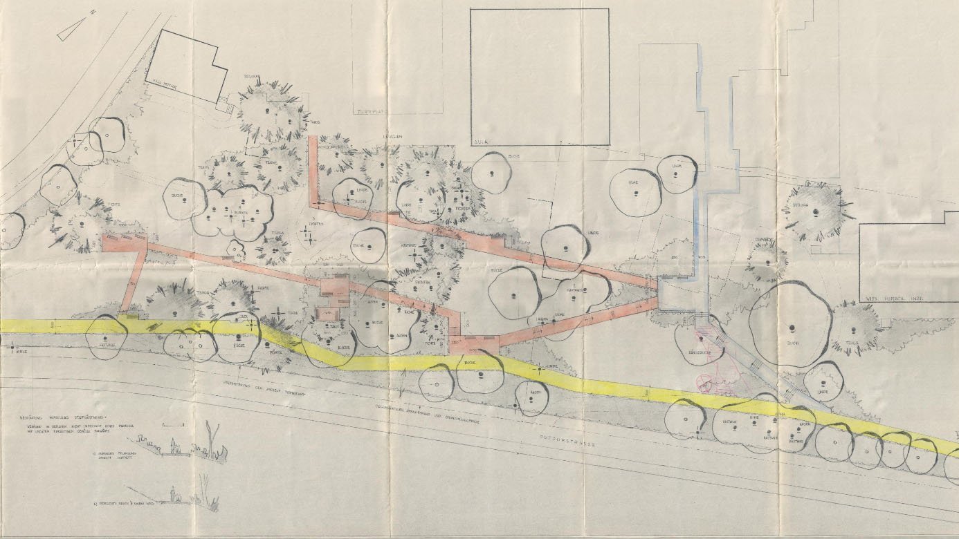 Situationsplan der durch die Stadt betriebene Gartenanlage unterhalb des HSG-Campus.
