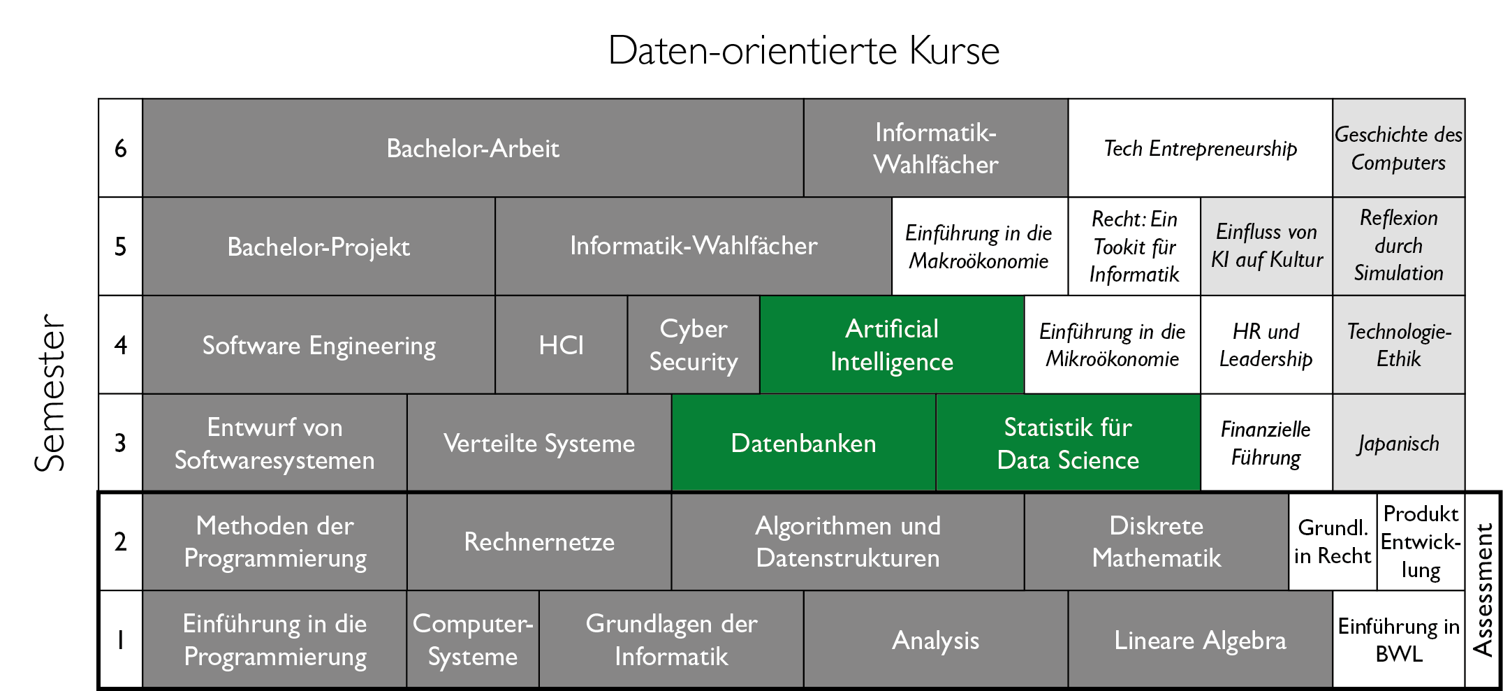 BCS Curriculum, Daten-orientierte Kurse