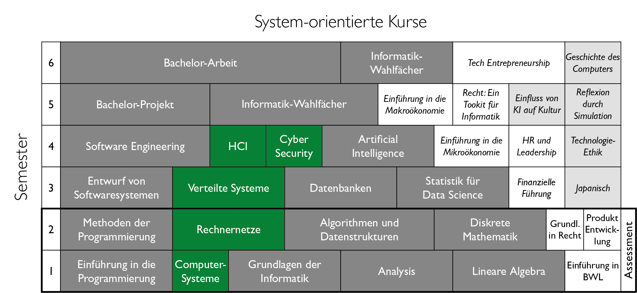 BCS Curriculum, Systeme-orientierte Kurse
